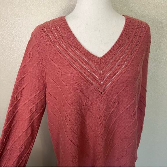Soft Surroundings Wool Blend Orange Knit Sweater Size Large Petite - Picture 1 of 5